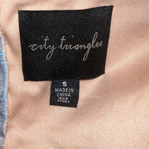 City Triangles Dress beaded cutout halter dress tulle baby blue nude size 5 - Picture 8 of 11